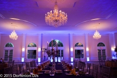 LED Uplighting & Night Sky Effect Lighting.  Wedding at Foxchase Manor in Manassas, Virginia by Dominion Wedding Entertainment